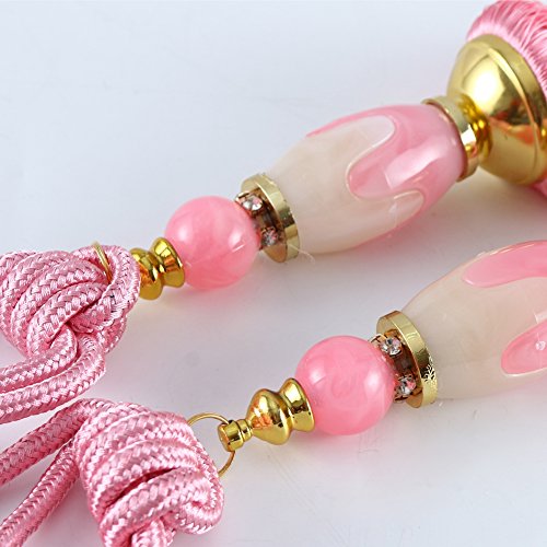 BERTERI 1 Pair Decorative Living Room Curtain Rope Tieback with Tassels, Elegant Pink Curtain Beads Tassels Holdback Window Treatment Accessories
