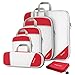 Gonex Compression Packing Cubes Mesh Organizers L+M+S+XS+Slim+Laundry Bag Red