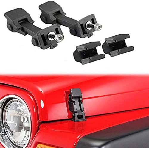 POWLAB Hood Catch Hood Lock Latch Locking Catch Brackets Kit Hood Lock Latches Kit Fits 2007-2016 Jeep Wrangler JK