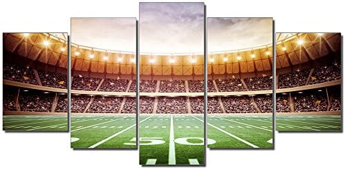 Mivyy- 5 Piece Stretched and Framed The Super Bowl Football Watching Sports For Modern Home Wall Decor Photo Print On Canvas Oil Painting Wall Art Decor Picture for Bedroom Ready to Hang