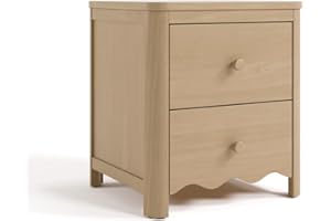 Storkcraft Casablanca 2 Drawer Nightstand (Driftwood) - GREENGUARD Gold Certified, Storage for Kids Bedroom, Premium Wood Nightstand with Elegant, Iconic Wave Detailing and Rounded Posts