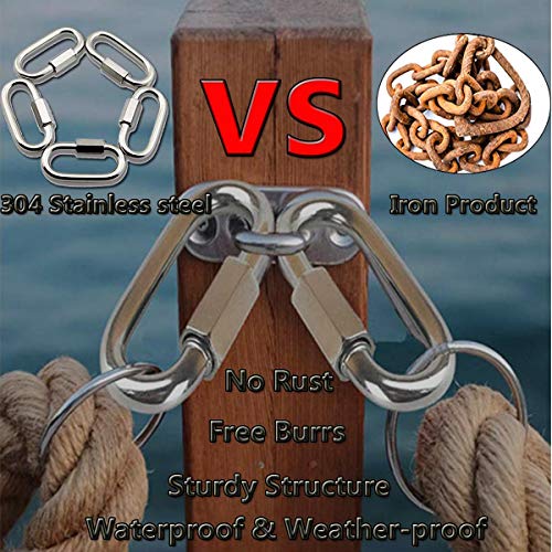 Quick-Link-Lsquirrel-304-Stainless-Steel-D-Shape-Locking-Carabiner-Heavy-Duty-Repair-Link-Pets-Keychain-for-Outdoor-Traveling-Equipment-M4-M6-M8-Capacity-200lb-600lb-1200lb-M6-10pack