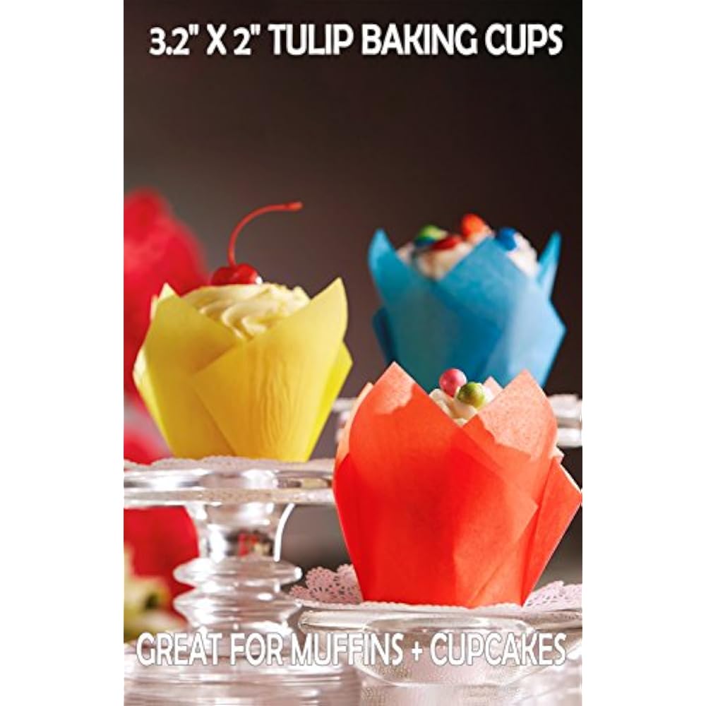 Tulip Cupcake Liners, 150 Brown Parchment Paper Baking Cups, Standard