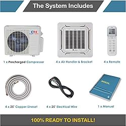 Quad 4 Zone Ductless Mini Split Ceiling Cassette