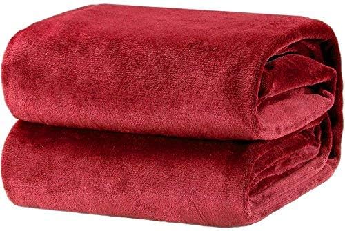 Bedsure Mantas para Sofás de Franela 150x200 cm - Manta para Cama 90 Reversible de 100% Microfibre Extra Suave - Manta Roja Transpirable