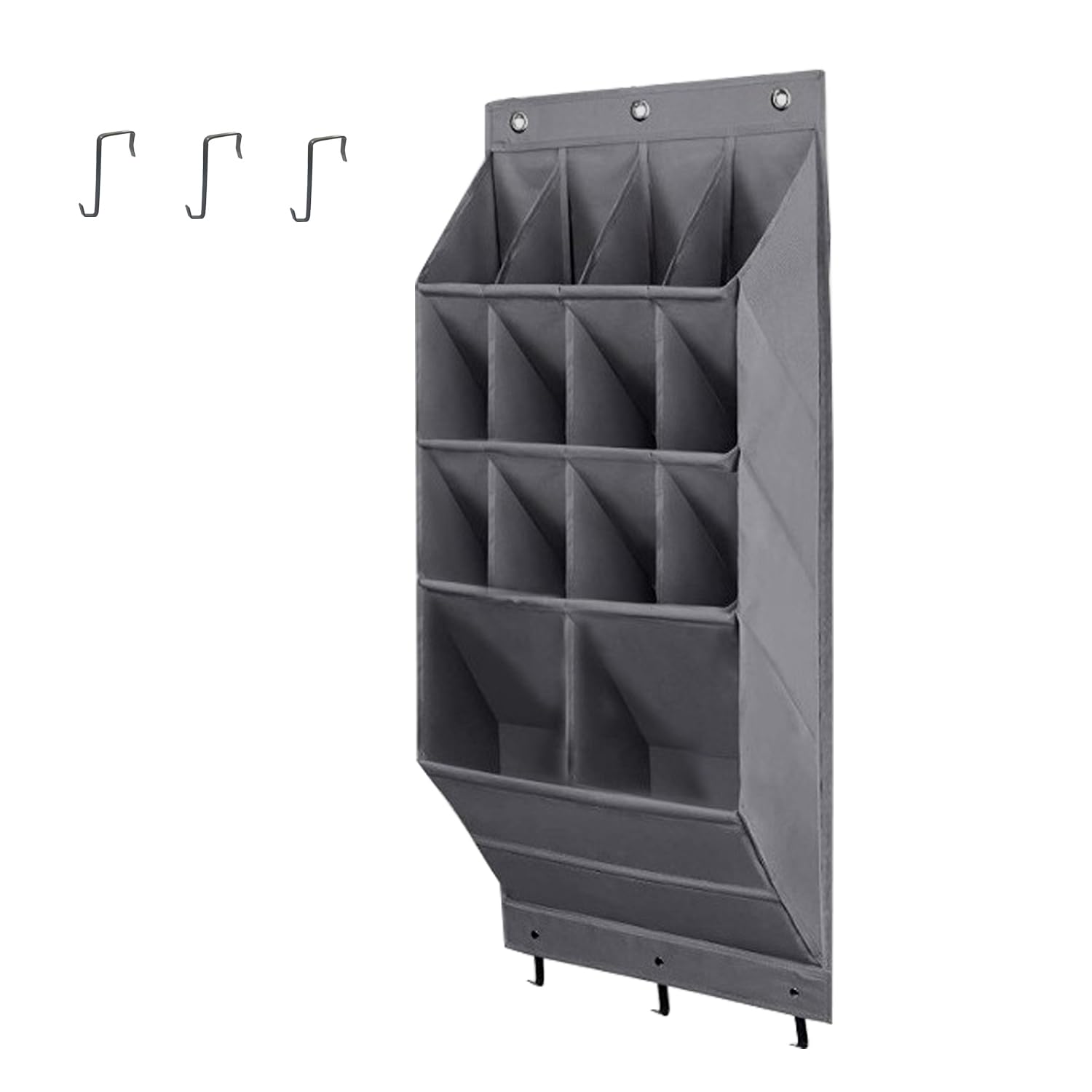 NELLHOMY Over the Door Shoe Storage, Hanging Shoe Rack Storage with Deep Pocket for Narrow Closet and Dorm,Large Storage Compartments Storage Organizer for Shoes,14Pockets,Grey
