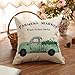 Fahrendom Vintage Farmers Market Apple Green Herb Truck Rustic Farmhouse Decor Spring Summer Sign Decoration Cotton Linen Home Decorative Throw Pillow Case Cushion Cover for Sofa Couch 18 x 18 in