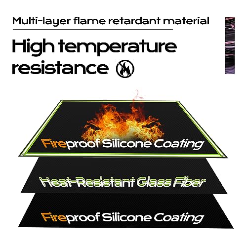 plrosnmy 60 x 40 inch Under Grill Mats for Outdoor Grill,Fireproof Mat for Lawn, Waterproof Oil-Proof Grill Floor Pads Fire Pit Mat Fireplace Mat,Reflective Trim for Nighttime Use.