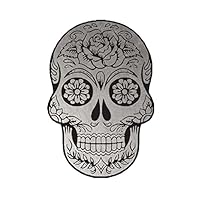 Silver Metallic Sugar Skull - Original FashionTats Jewelry Temporary Tattoos. Great for Halloween and Day of the Dead