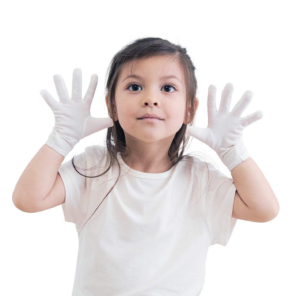 Edenswear zinc-Infused Eczema Tencel Moisturizing Gloves for Kids (S, White)