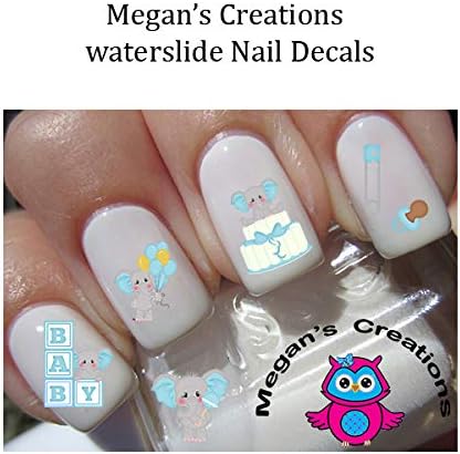Baby Elephants Boy Baby Shower Nursery Nail Art Decals