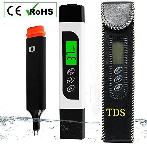 TDS EC Temperature Meter Digital Water Tester with Backlit LCD, Accurate Professional Testing Ideal for Drinking Water, Hydroponics, Swimming Pools, Aquariums, 0-9990 ppm, ± 2% Accuracy
