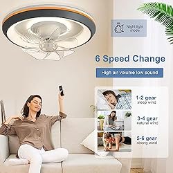 DLLT Modern Ceiling Fans with Lights, 360-Degree