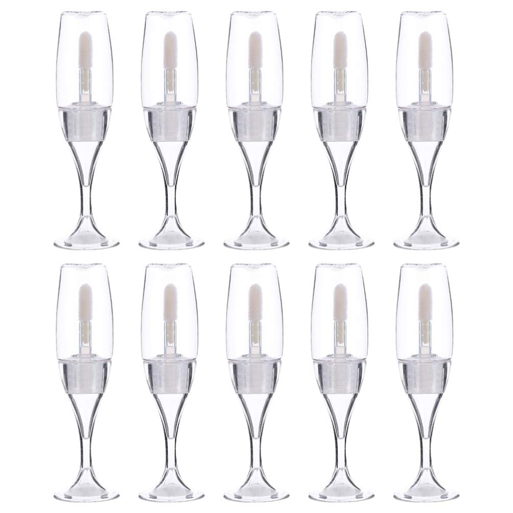 FRCOLOR 10pcs Empty Lip Gloss Bottles Wine Glass Lip Gloss Tube Refillable Cosmetic Containers Lip Gloss Tubes for Women Girls DIY Cosmetics (Clear Color)