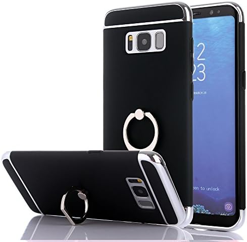 Samsung Galaxy S8 Plus case,3 in 1 Removable full body case Hard PC [Anti-Scratch] Shockproof Thin and Slim Case With 360 Degree Rotating Ring stand Case for Galaxy S8 Plus(BLACK)