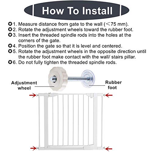 Hooen Narrow Baby Gate Walk Through Safety Baby Gates Auto Close White