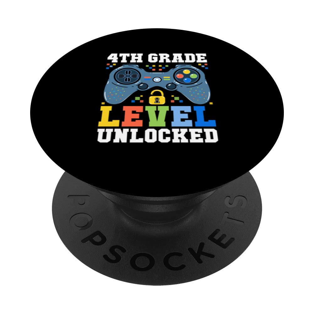 4th Grade Level Unlocked Gamer First Day Of School Boys PopSockets Swappable PopGrip