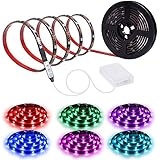 Led Strip Lights Battery Powered abtong RGB Led Lights Strip with Mini Controller Waterproof Led Strip Rope Lights Battery Led Lights Multi Color Changing Lights 2M 6.56ft