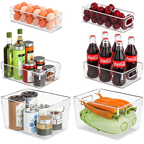Furnimore Clear Fridge Storage Bins, Set of 6 Refrigerator Organizer