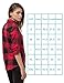 Women's Plaid Flannel Shirt Red & Black Checkered Long Sleeve Cotton Shirts L