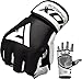 RDX MMA Gloves Sparring Martial Arts Grappling Cowhide Leather Training UFC Cage Fighting Combat Punching Bag Gel Mitts,Black,X-Large