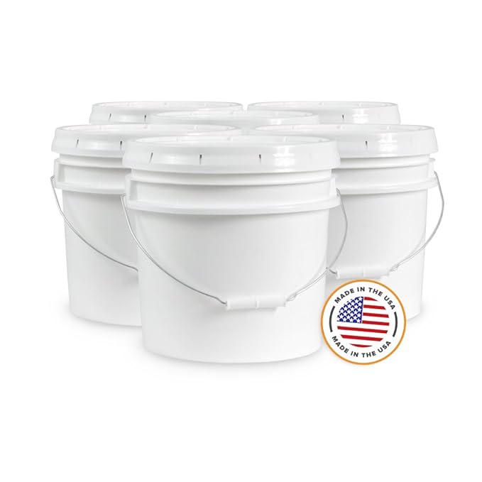 Ropak USA 3.5 gallon Food Grade White Plastic Bucket with Handle & Lid Set of 6 Review