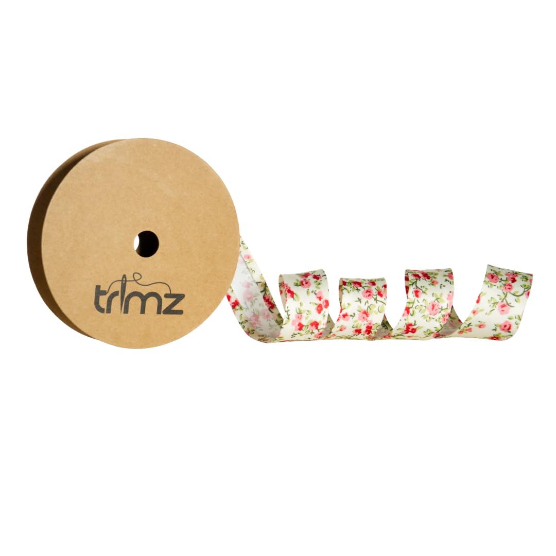 Inastri Trimit Floral Cotton Bias Binding Tape 20 Metres, 25mm Wide – Perfect for Sewing, Dressmaking & Quilting