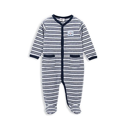 Babe Maps Unisex-baby Sleepwear Jumpsuits Stripe Pattern Footie with Long Sleeve