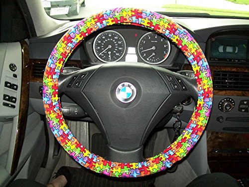 Handmade Autism Awareness Cotton Steering Wheel Cover