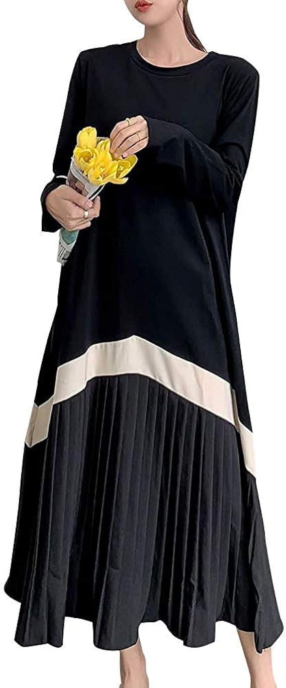 Amazon Co Jp マキシ丈 ロング プリーツ ワンピース 体型カバー マタニティ M Xl レディースgh006 服 ファッション小物