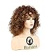 Baruisi Short Curly Brown Afro Wigs for Women Synthetic Heat Resistant Cosplay Hair Wig with Wig Cap
