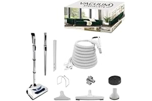 Vacuum Specialists Reliable Central Vacuum Electric Power Nozzle Accessory Kit | 40 Feet 3-Way Switch Premium Hose | Telescop