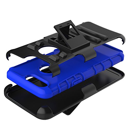 OnePlus 5T Case, Elegant Choise Holster Heavy Duty Armor Shockproof Full Body Rugged Protective Case Cover with Swivel Belt Clip and Kickstand for OnePlus 5T 6” 2017 (Blue/Black)