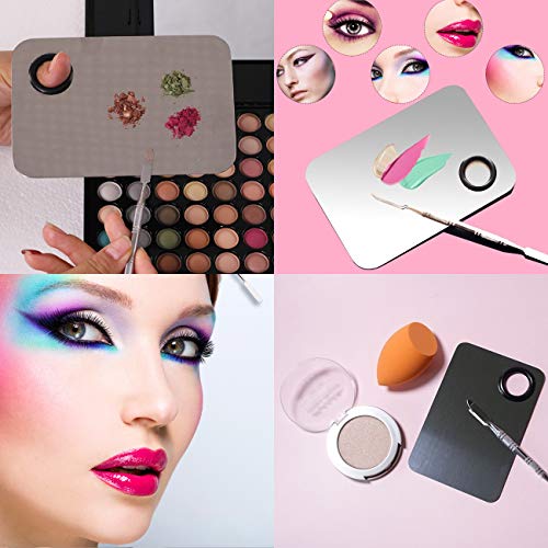 Rolybag stainless steel cosmetic make-up palette with Spatula Tool Makeup Art Tool， For Makeup， Nail，Eye Shadow Makeup Professional Pigment Blending etc.（Silver） - Thumbnail 6