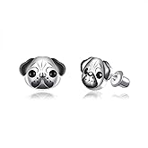 Pug Dog Earrings for Women - Dog Silver Studs Earrings for Pug Lovers Puppy Gifts for Birthday Dainty Pet Memorial Jewelry Cute Animal Jewelry Gifts