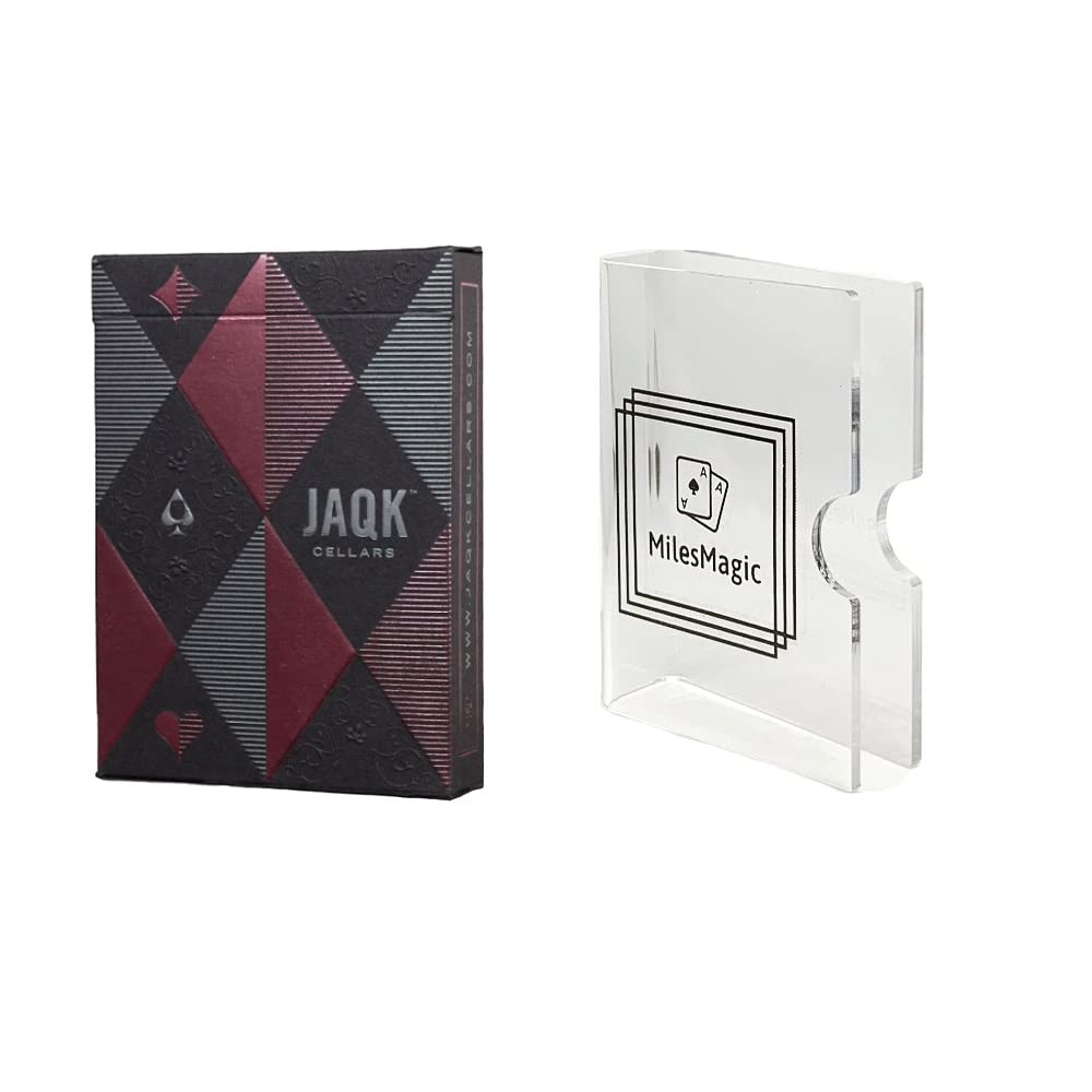 MilesMagic Jaqk Cellars Playing Cards Limited Rose Edition Rare Deck by Theory11 with Crystal Clear Acrylic Transparent Card Storage Protector Clip