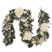 Valery Madelyn Pre-Lit 6 Feet/72 Inch Elegant Champagne Gold Christmas Garland with Shatterproof Ball Ornaments, Ribbon, Artificial Flower, Battery Operated 20 LED Lights