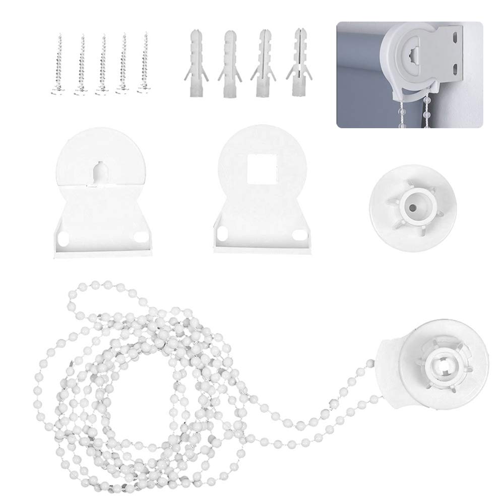 25mm Roller Blind Fitting Kit Heavy Duty Roller Shade Fitting Clutch Replacement Repair Kit with Bracket and Bead Chain White