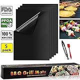 HomEnjoy BBQ Grill Tools, Non-Stick BBQ Grill Mat Barbecue Brush Barbecue Tongs, Heat Resistant Heavy Duty Durable Reusable Bake Grilling Pads For Electric Grill Gas Charcoal BBQ