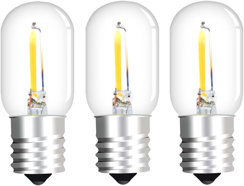 E17 Microwave Oven Light T22 LED Edison Filament Bulb, 1W Intermediate Base LED Microwave Oven Appliance Light 10W Incandescent Replacement Daylight 6000K, 3-Pack
