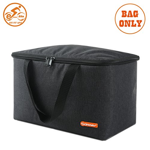 Onway Front handlebar bike basket folding bicycle Lift-Off Basket with Carrier tote Basket liner Bag, brown/black - Thumbnail 7
