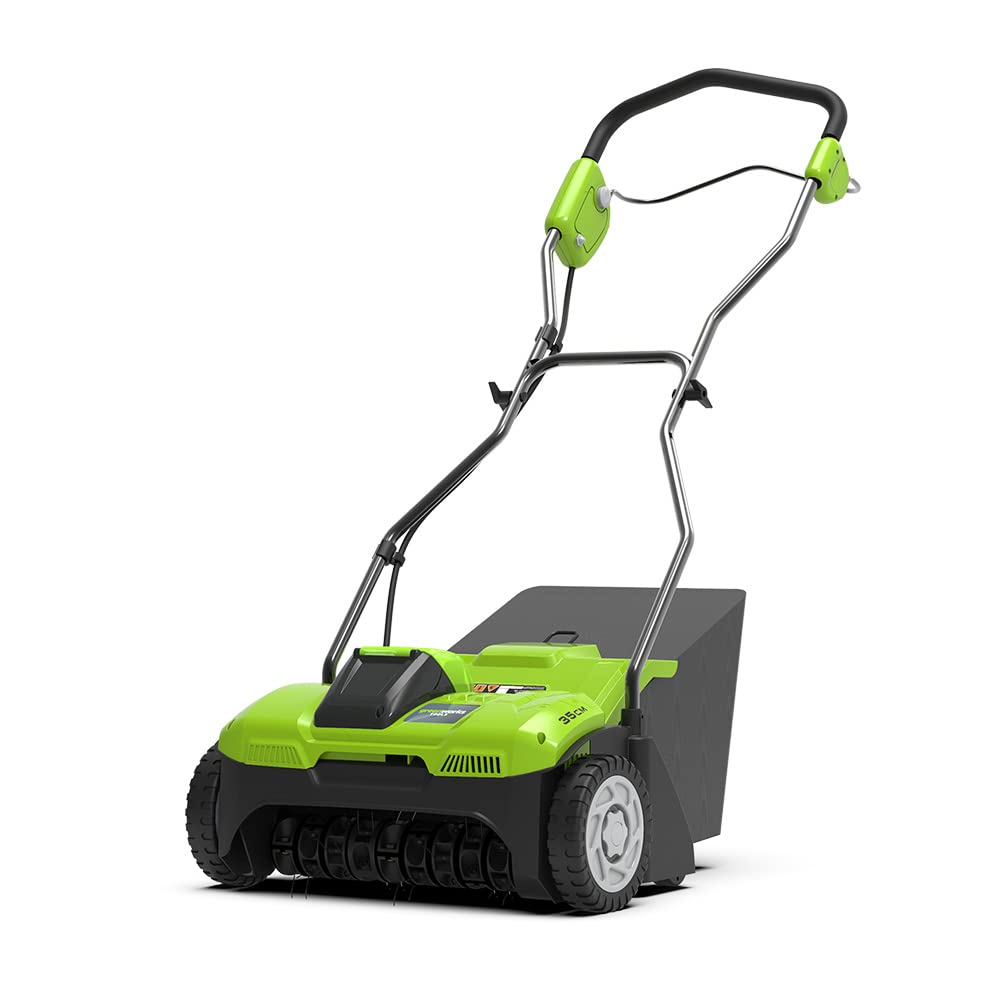 Greenworks 40V Scarifier Lawn Rake Dethatcher, 3600rpm, 36cm Working Width, 30L Collection Box WITHOUT Battery & Charger , 3 Year Guarantee G40DT35
