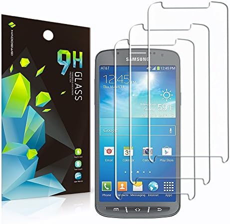 [3 Pack] Samsung Galaxy S4 Active Tempered Glass Screen Protector,Haodewei [Easy-Install] Bubble Free [Touch Sensitive] Clear Screen Protector, [Not Fit For Samsung Galaxy S4]
