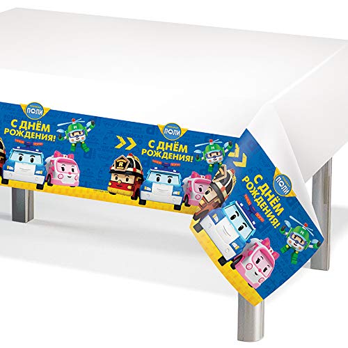 Robocar Poli 1psc Tablecloths Polyethylene Birthday Party Favors Party Supplies