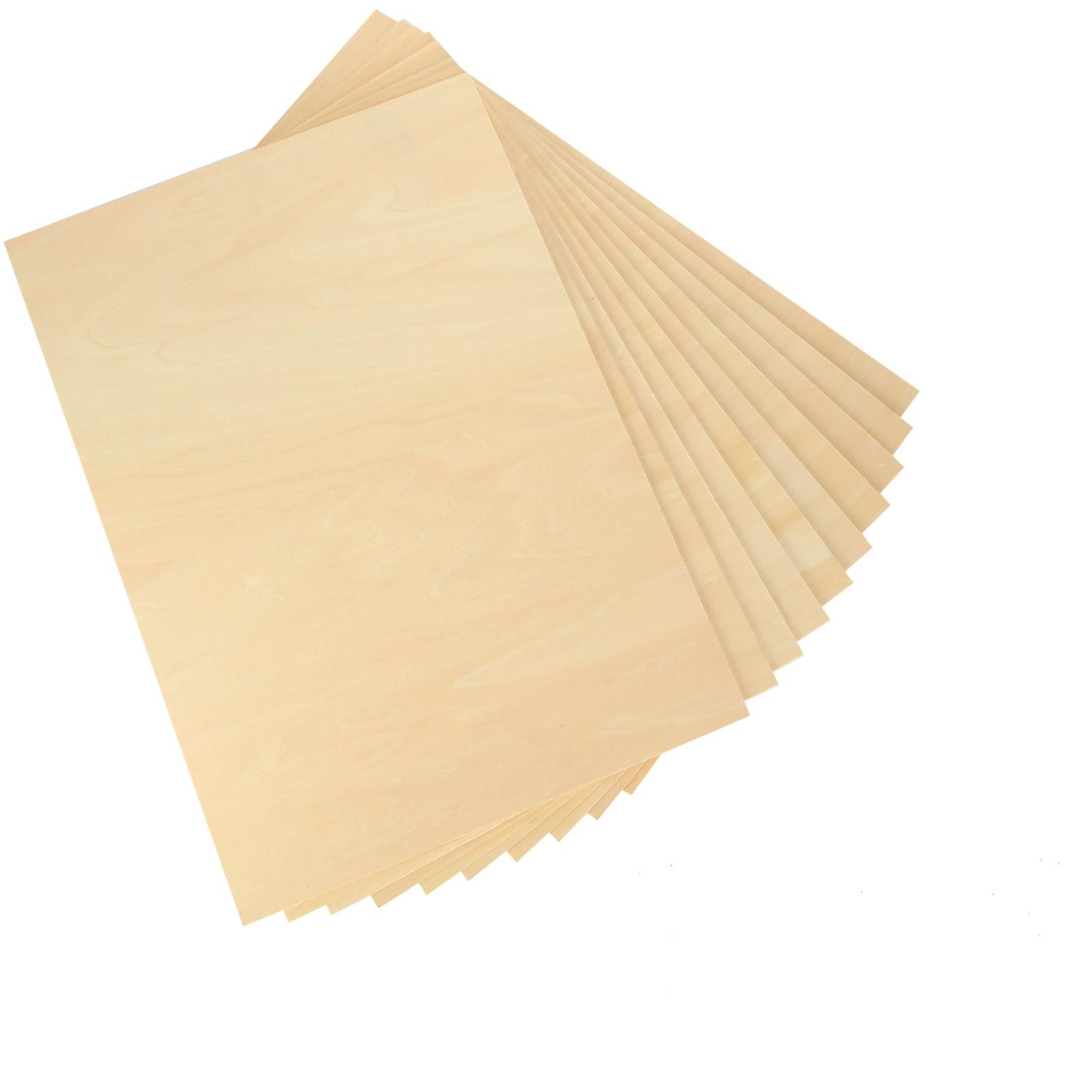 10Pcs 16 x 12 x 1/8 Inch Basswood Sheets, Unfinished Wood Boards, 3mm Basswood for Laser Cutting, Arts and Crafts, Painting, Pyrography, Wood Engraving, Architectural Models