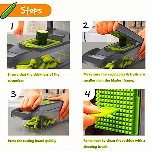 Caannasweis Vegetable Chopper, Pro Mandoline Slicer with Container, 8 in 1 onion chopper slicer dicer for Carrots, Cabbage, Potato, Garlic, Tomato, Fruit, Salad