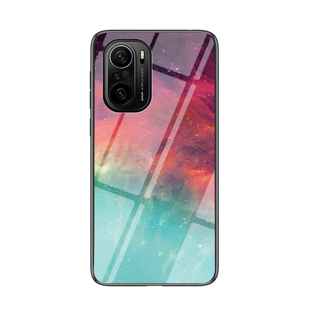BRAND SET Case for Xiaomi Poco F3/Mi 11i Transparent Color Star Sky Pattern Protective Case Tempered Glass Back Cover Shockproof Case Suitable for Xiaomi Poco F3/Mi 11i-CSXK