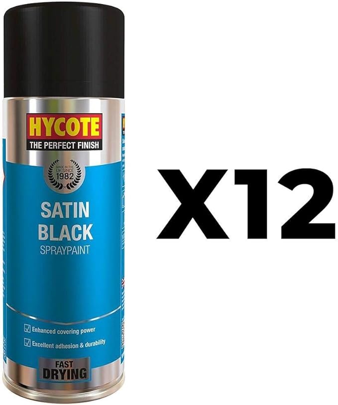 Hycote XUK0271 Satin Black Spray Paint 400ml X 12 Amazon.co.uk Car