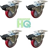 3" Total Locking Brake Swivel Caster Set of 4, 1,040 LB Capacity Per Set