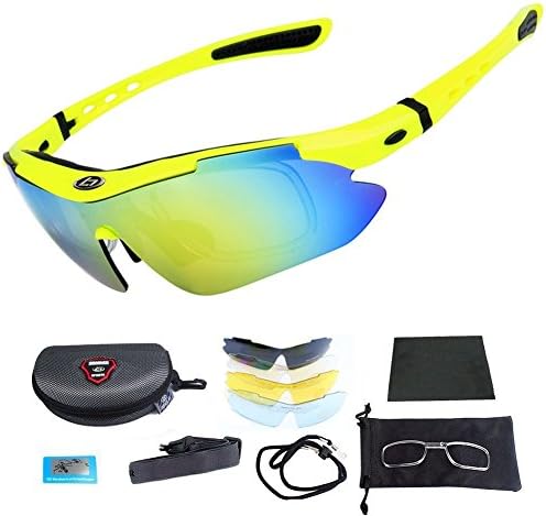 Cycling Glasses - Outdoor Fishing Driving Tennis Cricket Golf Biking Running Sports Sunglasses with Case and 5 Interchangeable Polarized Lenses UV 400 Protection For Women &amp; Men